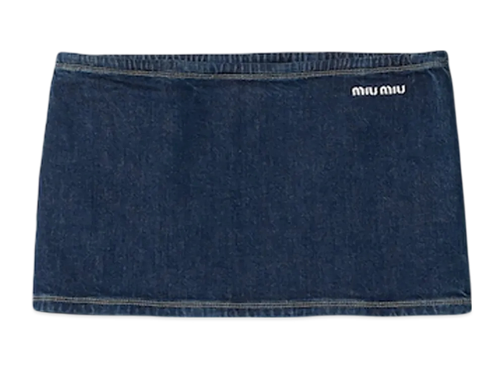 MIU MIU Women's Stretch Denim Mini Skirt "Blue"
