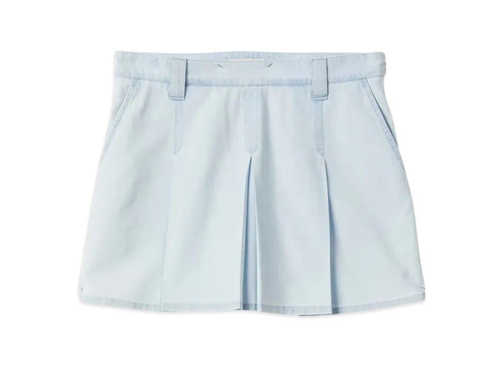 MIU MIU Women's Pleated Chambray Skirt "Light Blue"