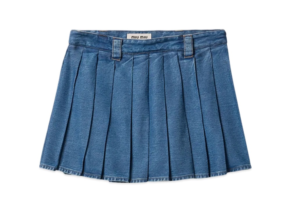 MiuMiu ロゴデザイン デニム ミニ スカート カジュアル シック Miu Miu デニム ミニスカート | ブルー | FARFETCH JP