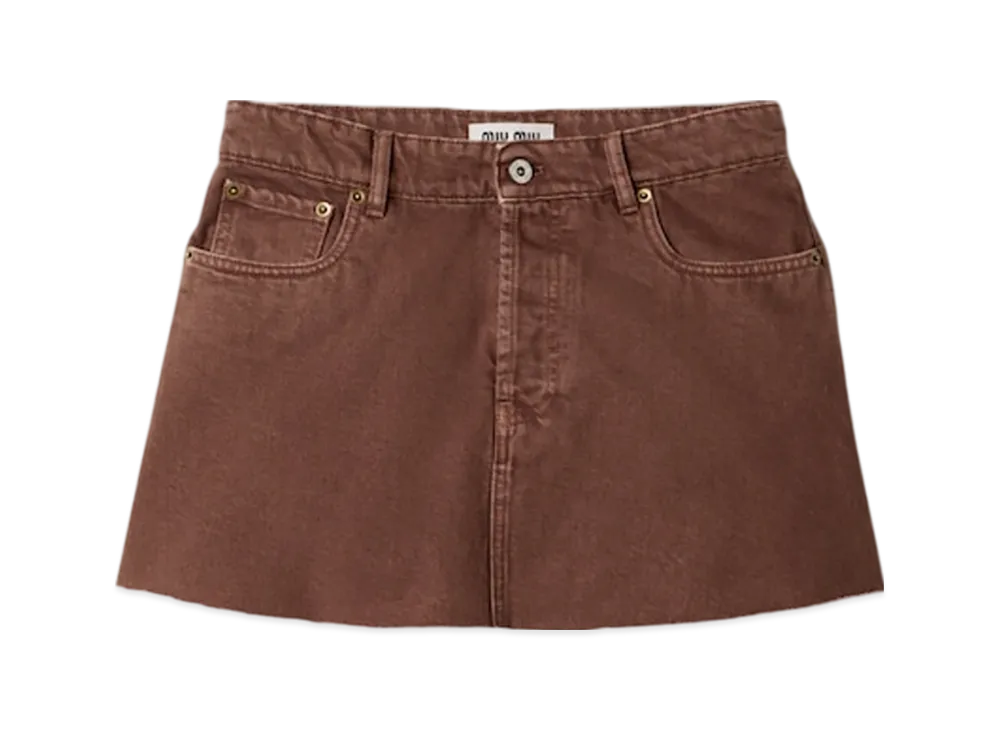 MIU MIU Women's Bull Denim Mini Skirt "Brown"