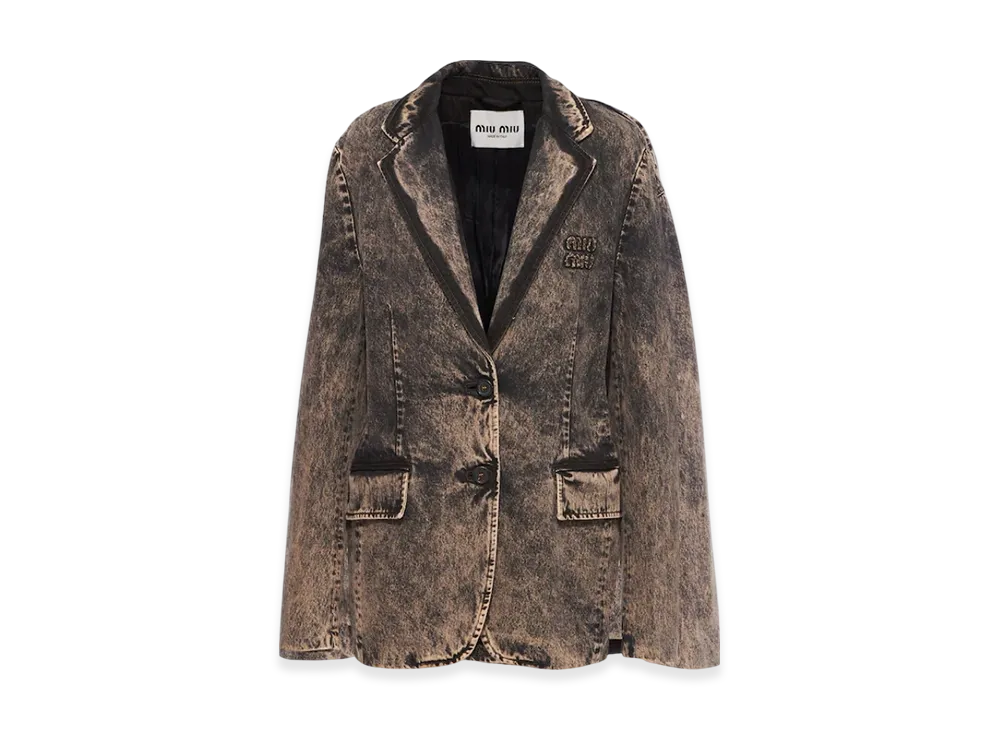 MIU MIU Women's Marbleized Denim Jacket "Black"