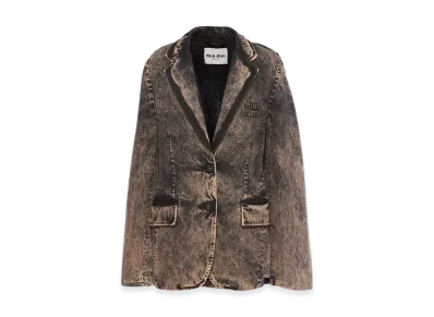 MIU MIU Women's Marbleized Denim Jacket "Black"