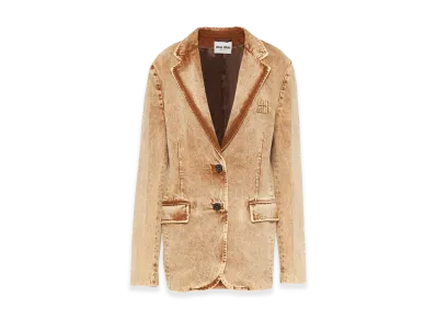 MIU MIU Women's Marbleized Denim Jacket "Cognac"