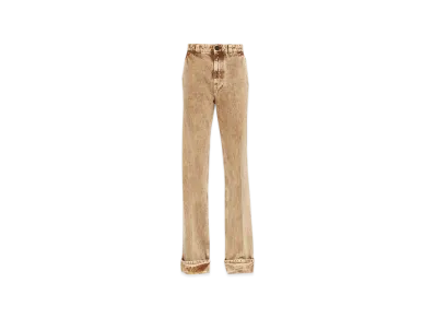 MIU MIU Women's Marbleized Denim Jeans "Cognac"