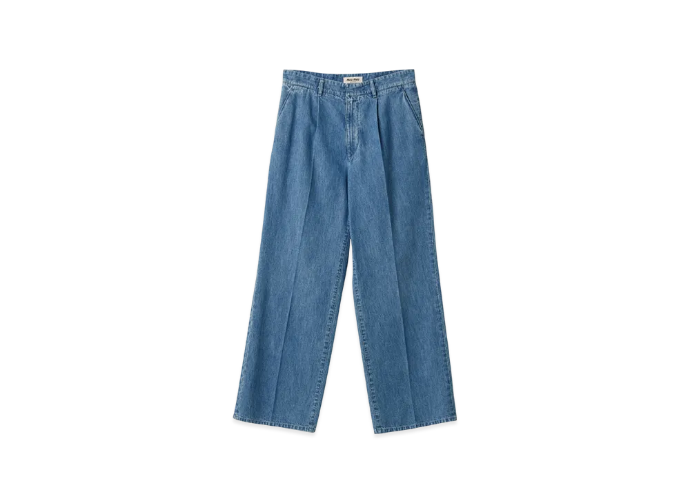 MIU MIU Women's Chambray Denim Pants Classic Fit "Sapphire Blue"
