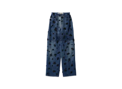 MIU MIU Women's Embellished Five-Pocket Denim Jeans "Navy"