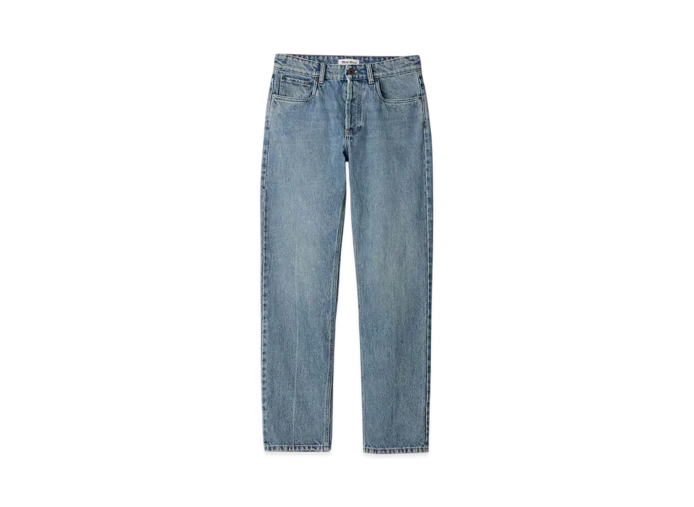 MIUMIU Women's Denim and Poplin Five-Pocket Jeans "Blue"