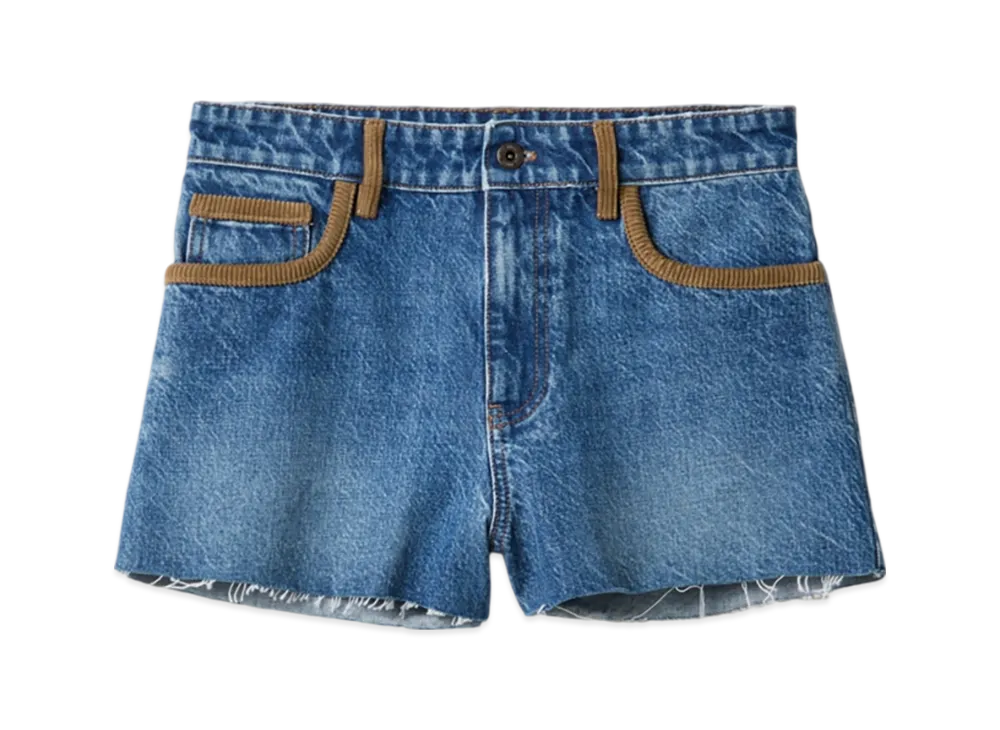 MIU MIU Denim and Corduroy Shorts "Sapphire Blue"