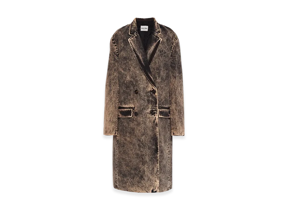 MIU MIU Women's Marbleized Denim Coat "Black"