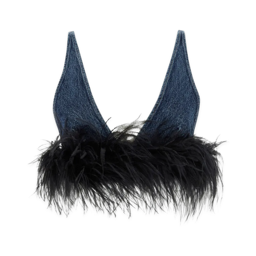 MIU MIU Women's Denim Crop Top "Blue"