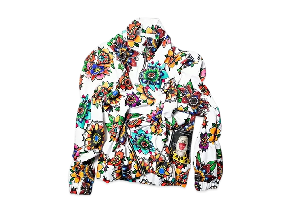 TENDER PERSON Flower Pattern Track Tops "White"