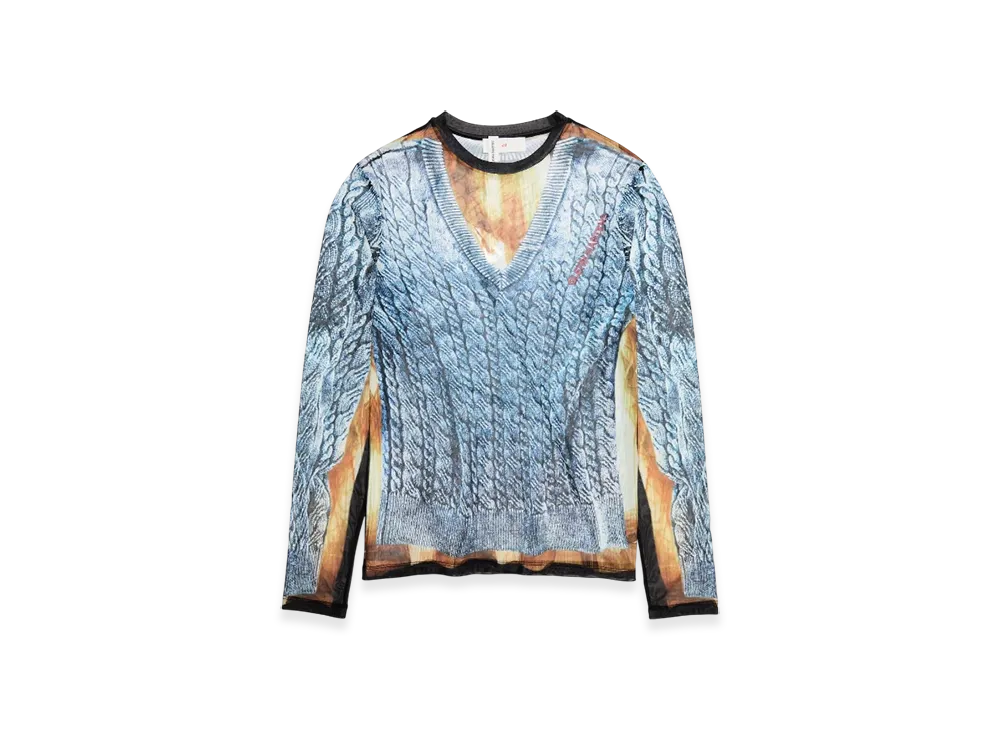H&M x Glenn Martens Printed Mesh Top "Blue"