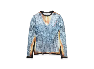 H&M x Glenn Martens Printed Mesh Top "Blue"