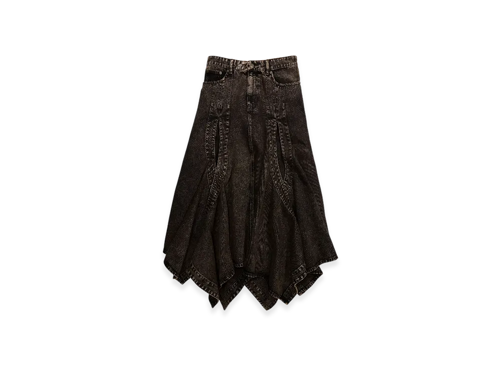 H&M x Glenn Martens Denim Flare Skirt "Dark Brown"