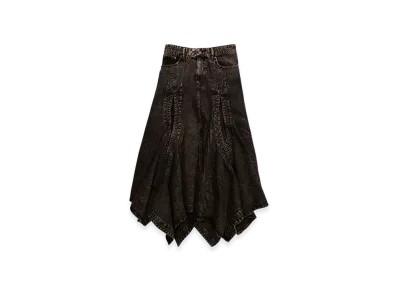 H&M x Glenn Martens Denim Flare Skirt "Dark Brown"