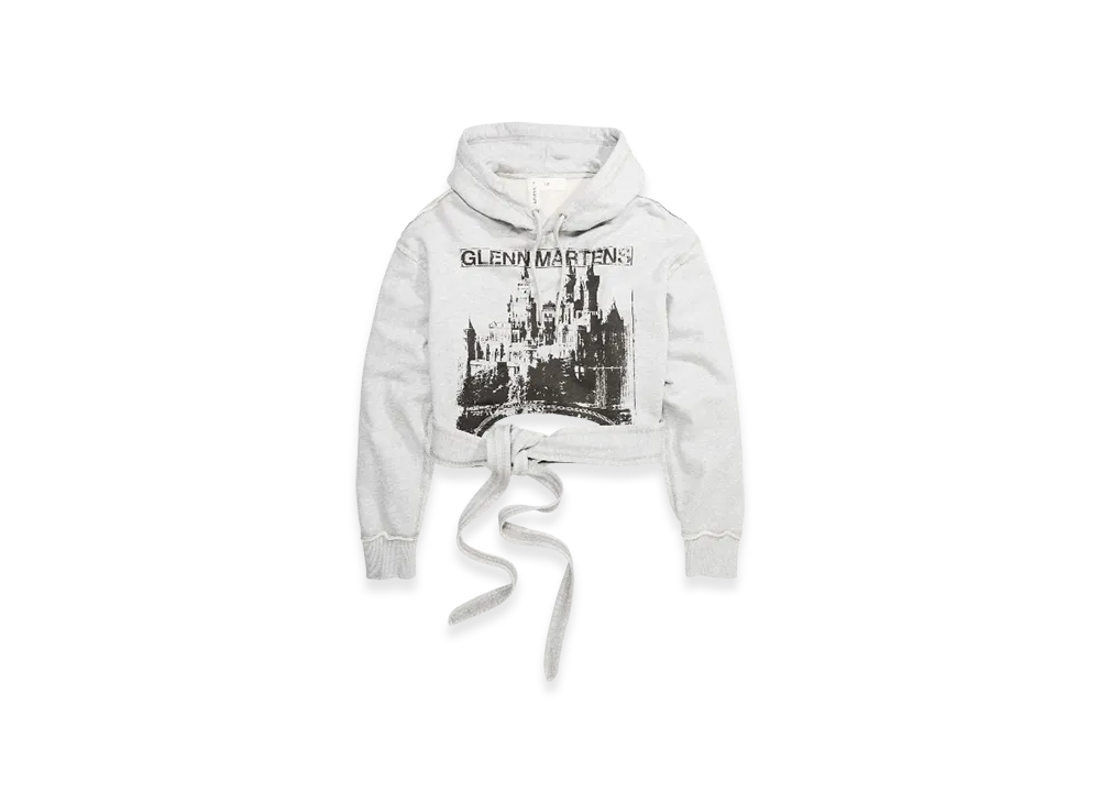 H&M x Glenn Martens Tie Detail Print Hoodie "Light Grey"