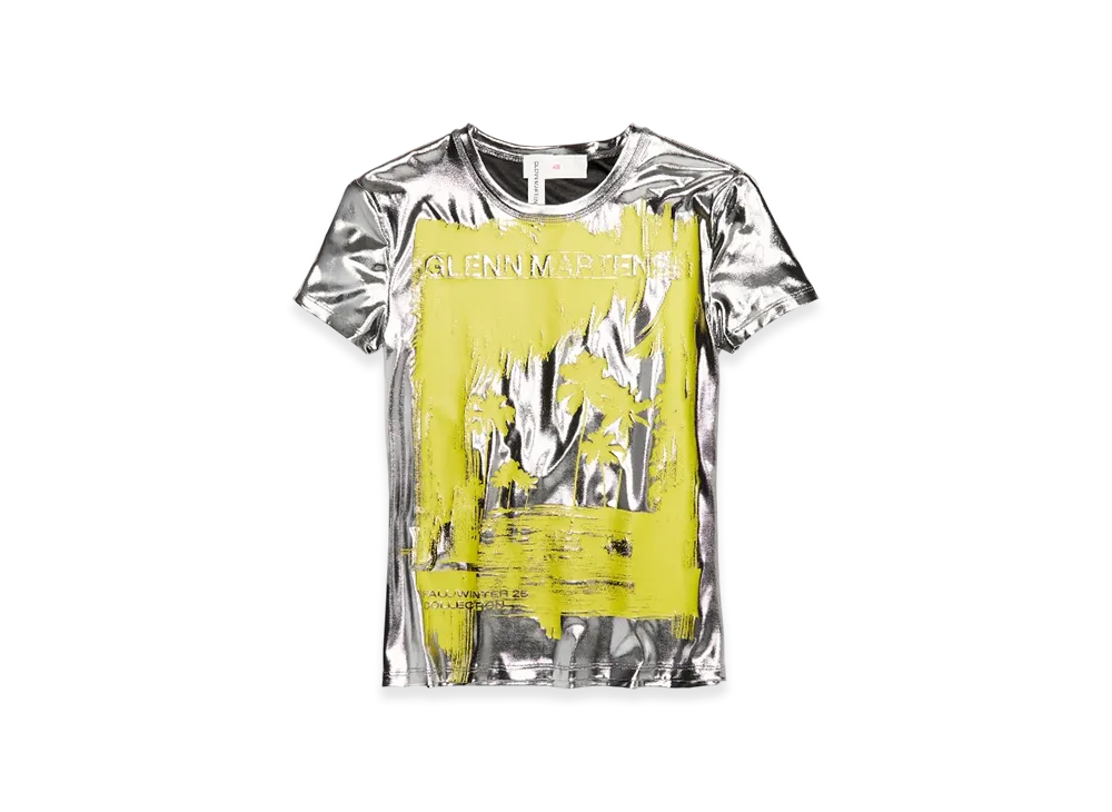 H&M x Glenn Martens Metallic Print T-Shirt "Silver"