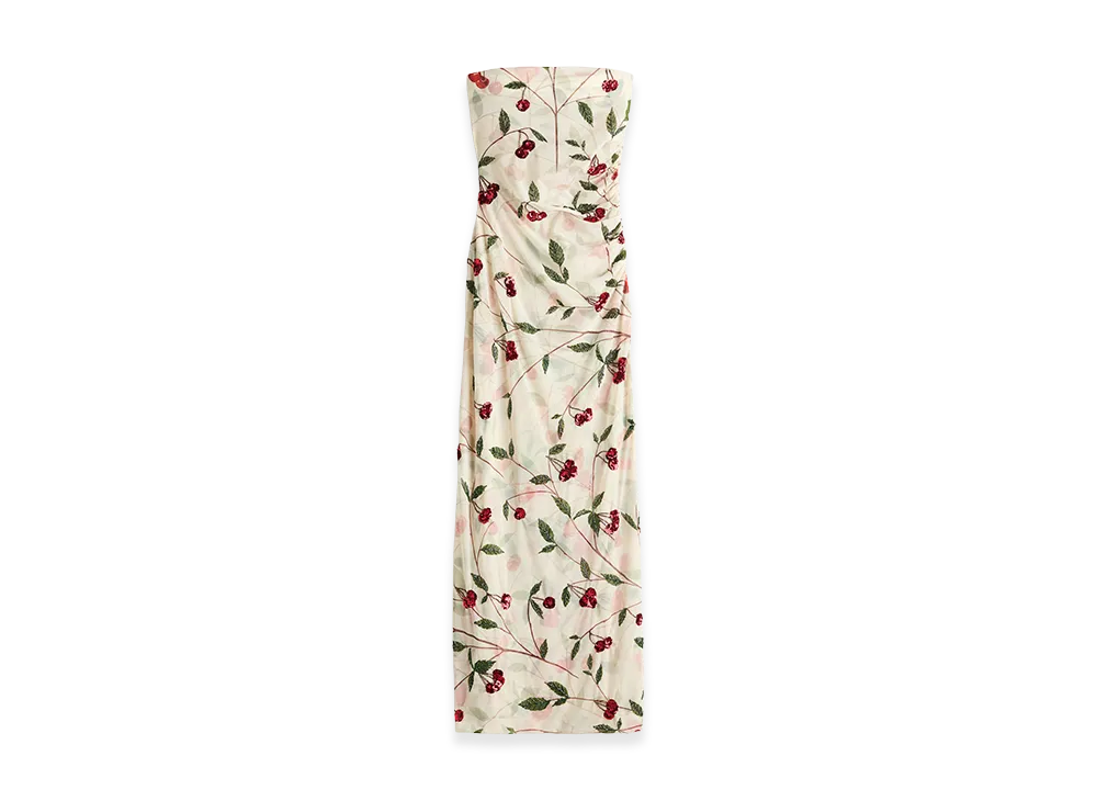 H&M x Stella McCartney Women's Cherry Print Mesh Tube Dress "Cream"