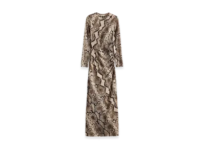 H&M x Stella McCartney Women's Snakeskin Print Mesh Dress "Beige"