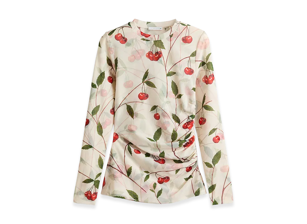 H&M x Stella McCartney Women's Cherry Print Mesh Top "Cream"
