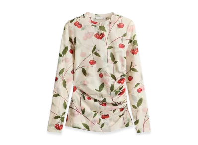 H&M x Stella McCartney Women's Cherry Print Mesh Top "Cream"