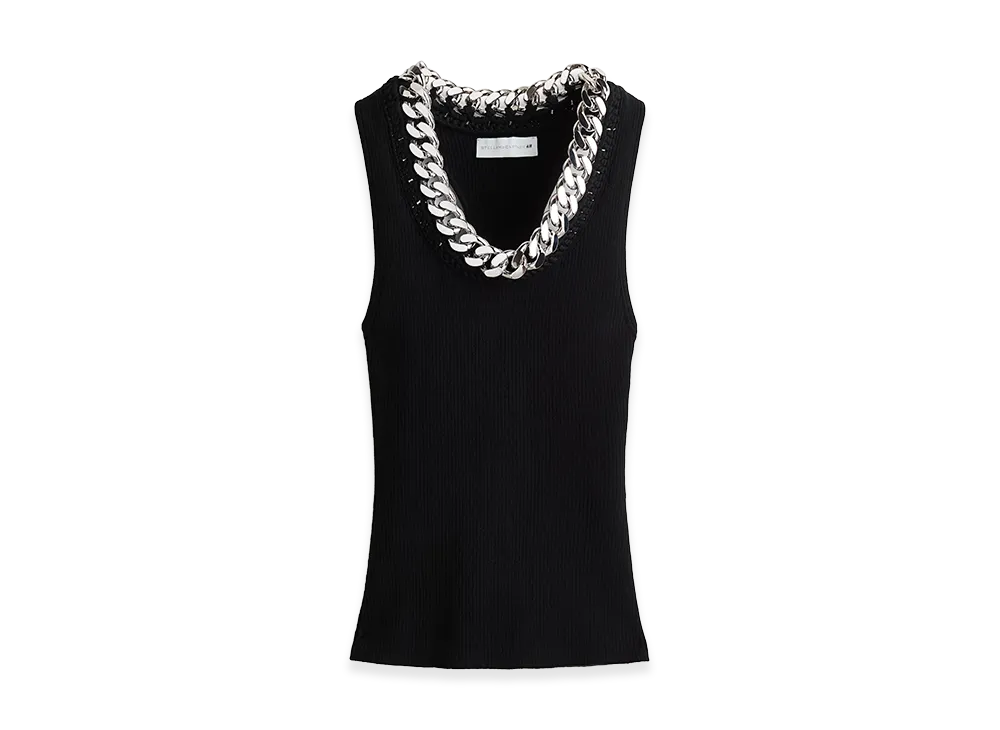 H&M x Stella McCartney Women's Chain Detail Ribbed Tank Top "Black"