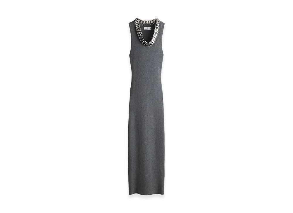 H&M x Stella McCartney Women's Chain Detail Ribbed Dress "Dark Gray Melange"