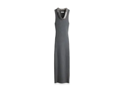 H&M x Stella McCartney Women's Chain Detail Ribbed Dress "Dark Gray Melange"