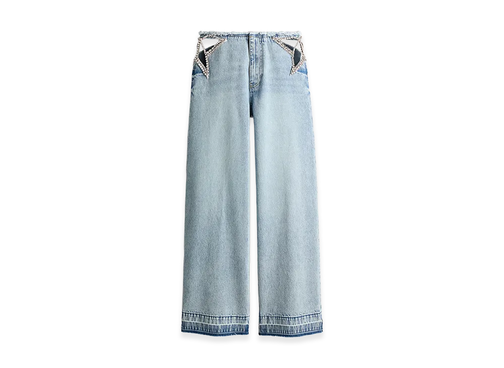 H&M x Stella McCartney Women's Crystal Star Straight Leg Denim "Light Denim Blue"