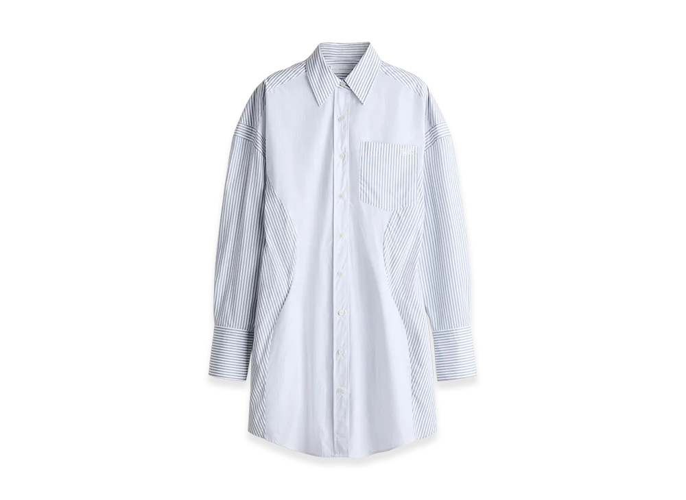 H&M x Stella McCartney Women's Cotton Poplin Shirt Dress "White/Gray Stripe"