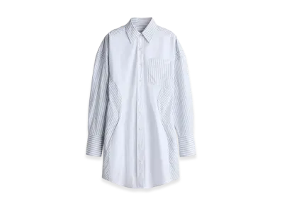 H&M x Stella McCartney Women's Cotton Poplin Shirt Dress "White/Gray Stripe"