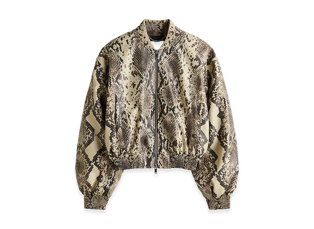 H&M x Stella McCartney Women's Snakeskin Print Flight Jacket "Beige"