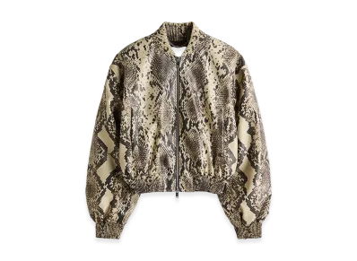 H&M x Stella McCartney Women's Snakeskin Print Flight Jacket "Beige"