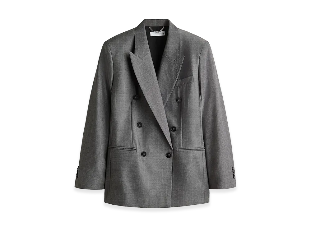 H&M x Stella McCartney Women's Double-Breasted Wool Blazer "Dark Gray/Pinstripe"