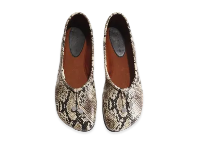 H&M x Stella McCartney Women's Snakeskin Print Flat Shoes "Beige"