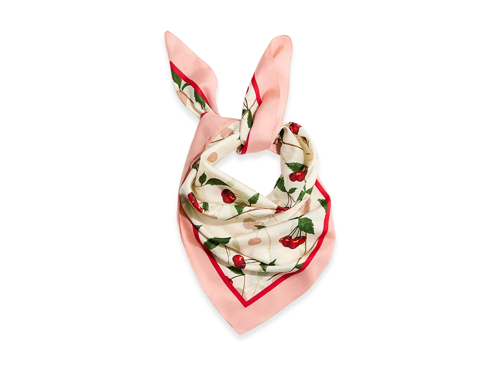 H&M x Stella McCartney Women's Cherry Print Silk Blend Scarf "Cream"