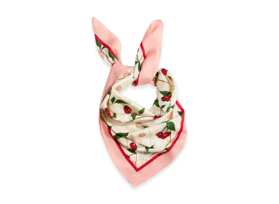 H&M x Stella McCartney Women's Cherry Print Silk Blend Scarf "Cream"