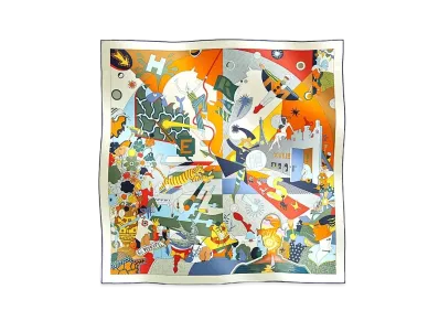 エルメス カレ 90 サ・デコワフ! "マリン/クレーム/ヴェール アマンド" H004005S 05