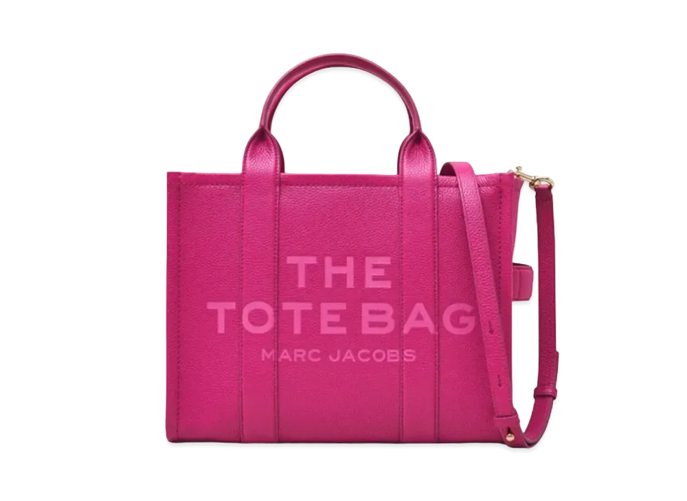 Marc Jacobs The Leather Medium Tote Bag "Lipstick Pink"