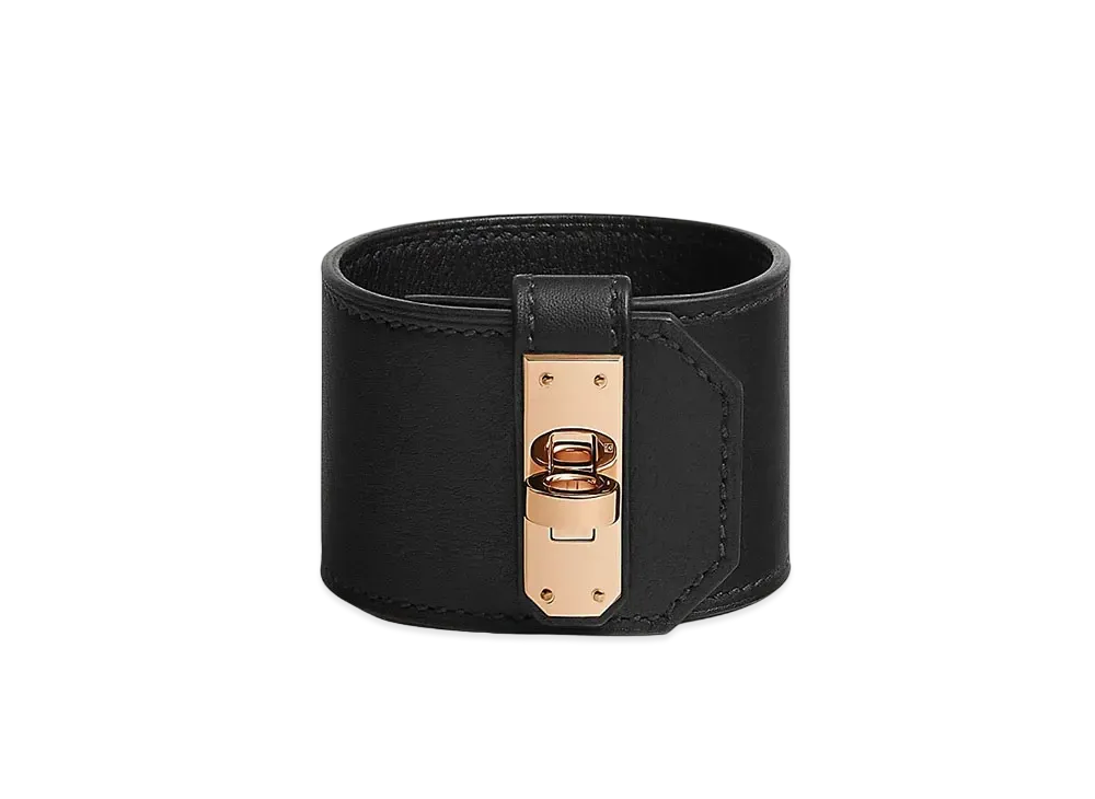 Hermes Kelly Twist Bracelet Large Model "Noir/Pink Gold"