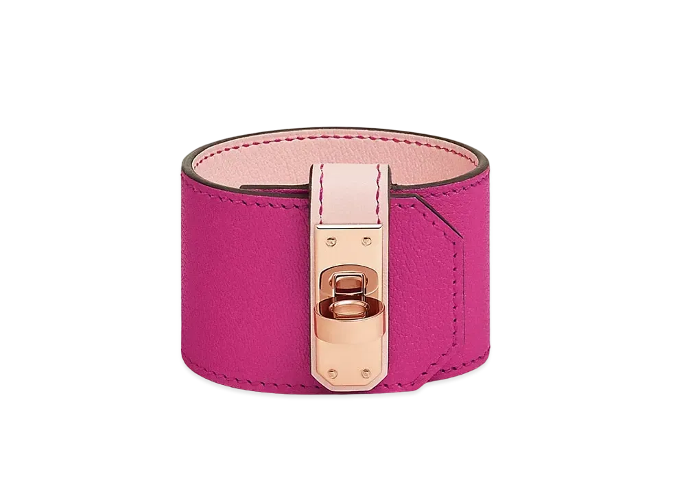 Hermes Kelly Twist Bracelet Large Model "Rose Shocking/Pink Gold"