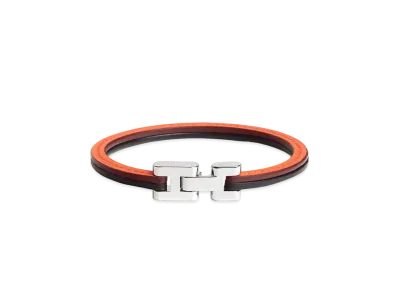 Hermes Palomino Leather Bracelet "Ebene/Orange Minium"
