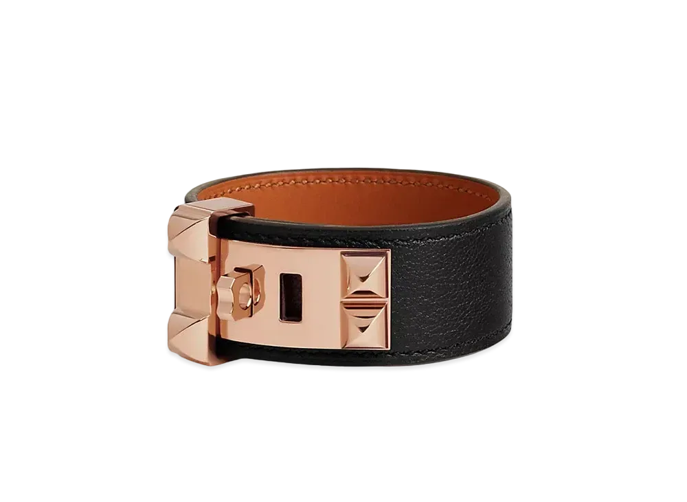 Hermes Collier de Chien 24 Bracelet "Noir/Pink Gold"
