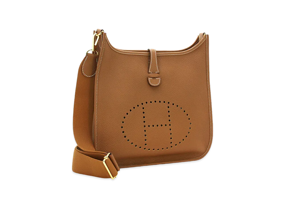 Hermes Women's Evelyne 3 PM 29 Taurillon Clemence Shoulder Bag "Gold"