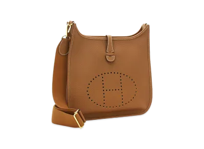Hermes Women's Evelyne 3 PM 29 Taurillon Clemence Shoulder Bag "Gold"