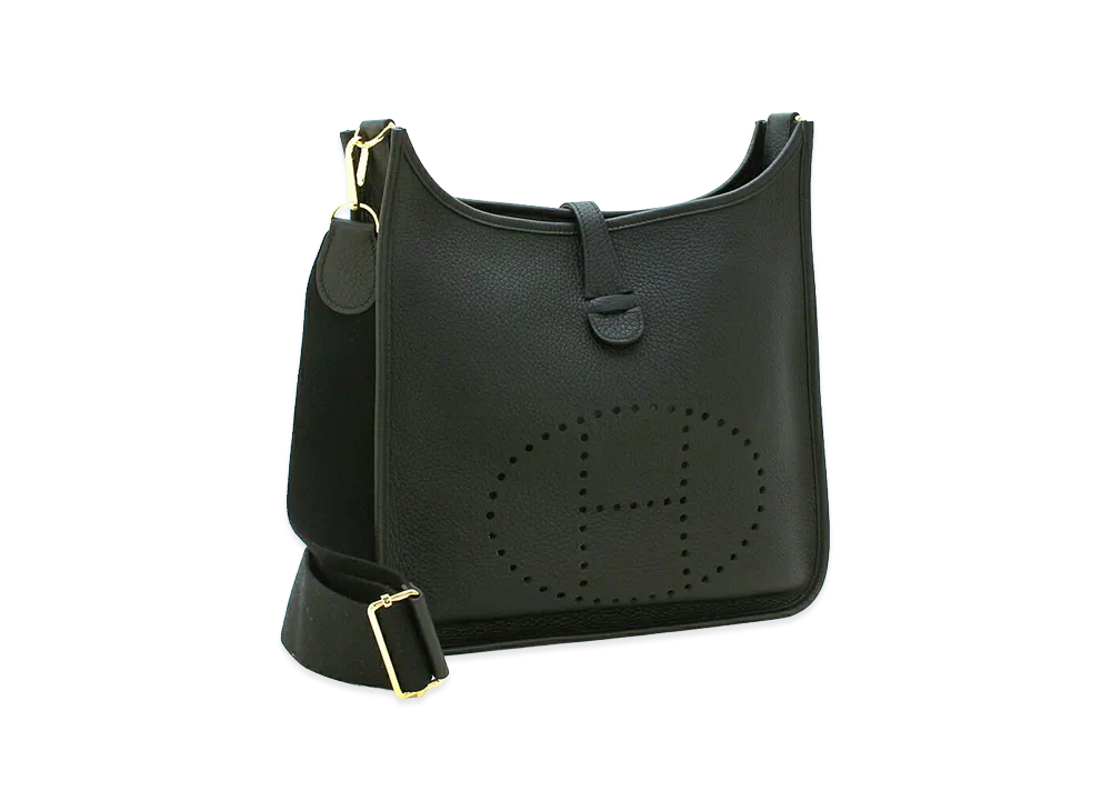 Hermes Women's Evelyne 3 PM 29 Taurillon Clemence Shoulder Bag "Noir"
