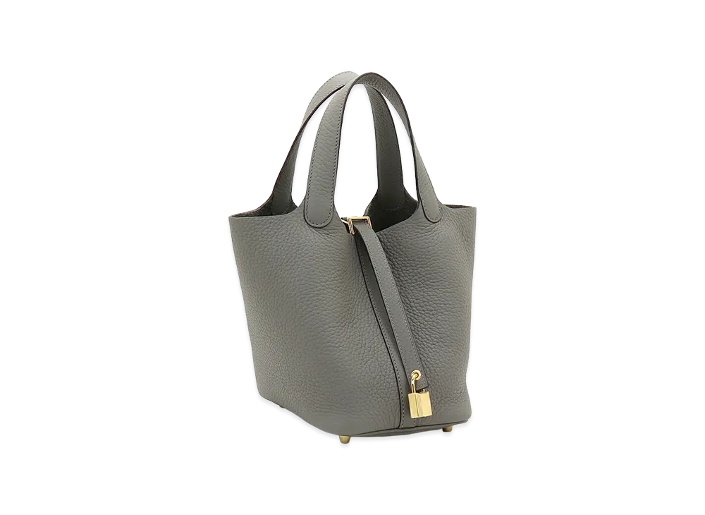 Hermes Women's Picotin Lock PM 18 Taurillon Clemence Handbag "Gris Meyer"