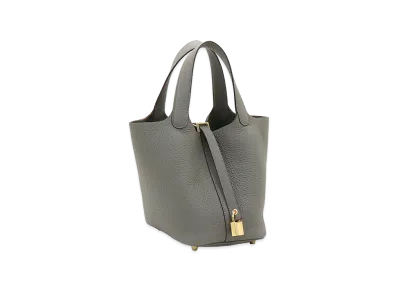 Hermes Women's Picotin Lock PM 18 Taurillon Clemence Handbag "Gris Meyer"