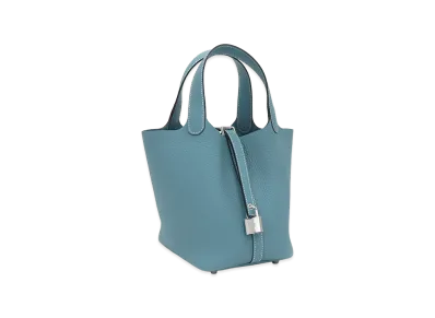 Hermes Women's Picotin Lock Taurillon Clemence "New Blue Jean"