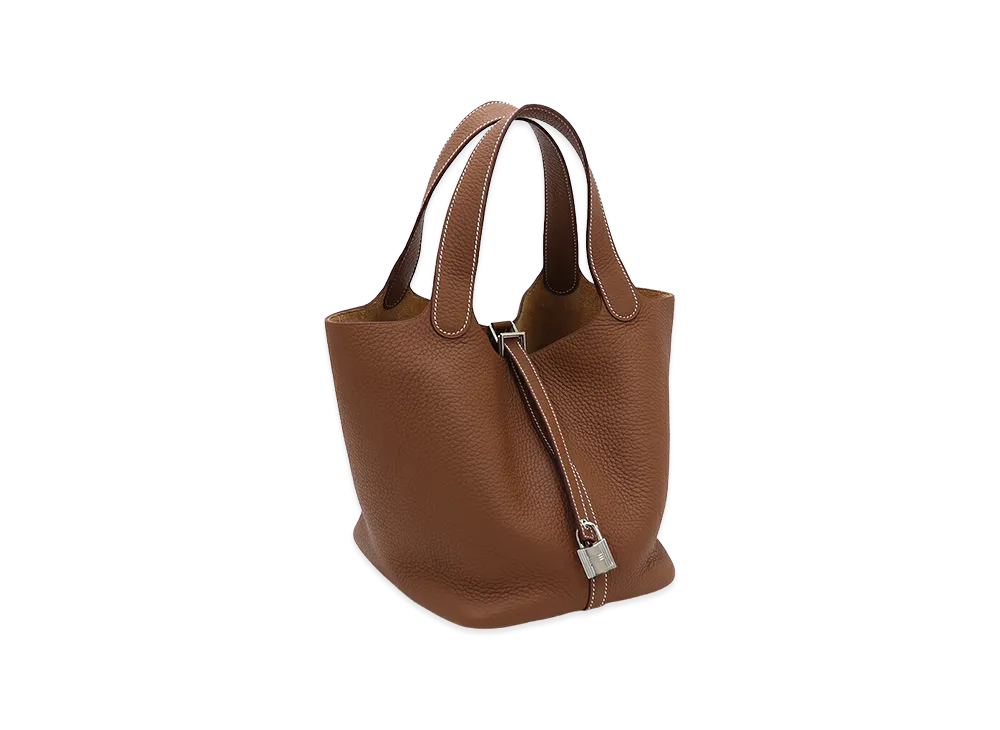 Hermes Women's Picotin Lock MM 22 Taurillon Clemence Handbag "Gold"